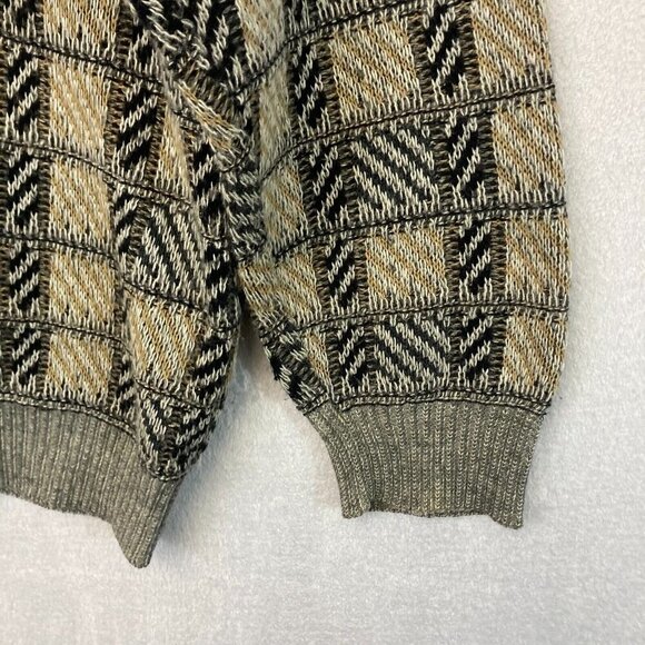 Vintage Lifestyle Munsingwear Knit Sweater Mens Large L Tan Plaid Grandpa Dad - Picture 5 of 15